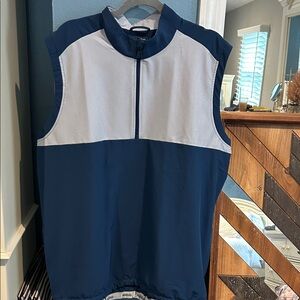 Adidas men’s Blue and White Sleeveless Zip-Up Vest